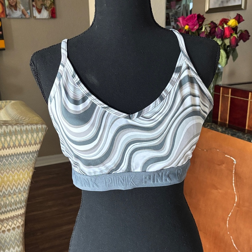 PINK Victoria's Secret Gray and White Wave Bralette